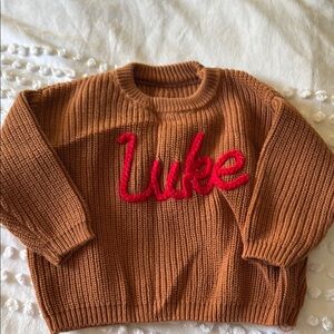 Brown Sweater with Luke Red Detail